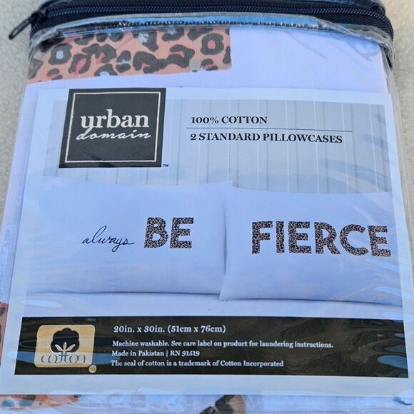 Urban Domain Always Be Fierce White and Animal Print Standard Pillow Cases - Picture 6 of 7